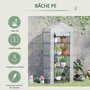 Voir la diapositive 5 : OUTSUNNY Serre de jardin balcon étagère serre 4 niveaux 0,7L x 0,5l x 1,6H m acier galvanisé bâche amovible PE haute densité blanc