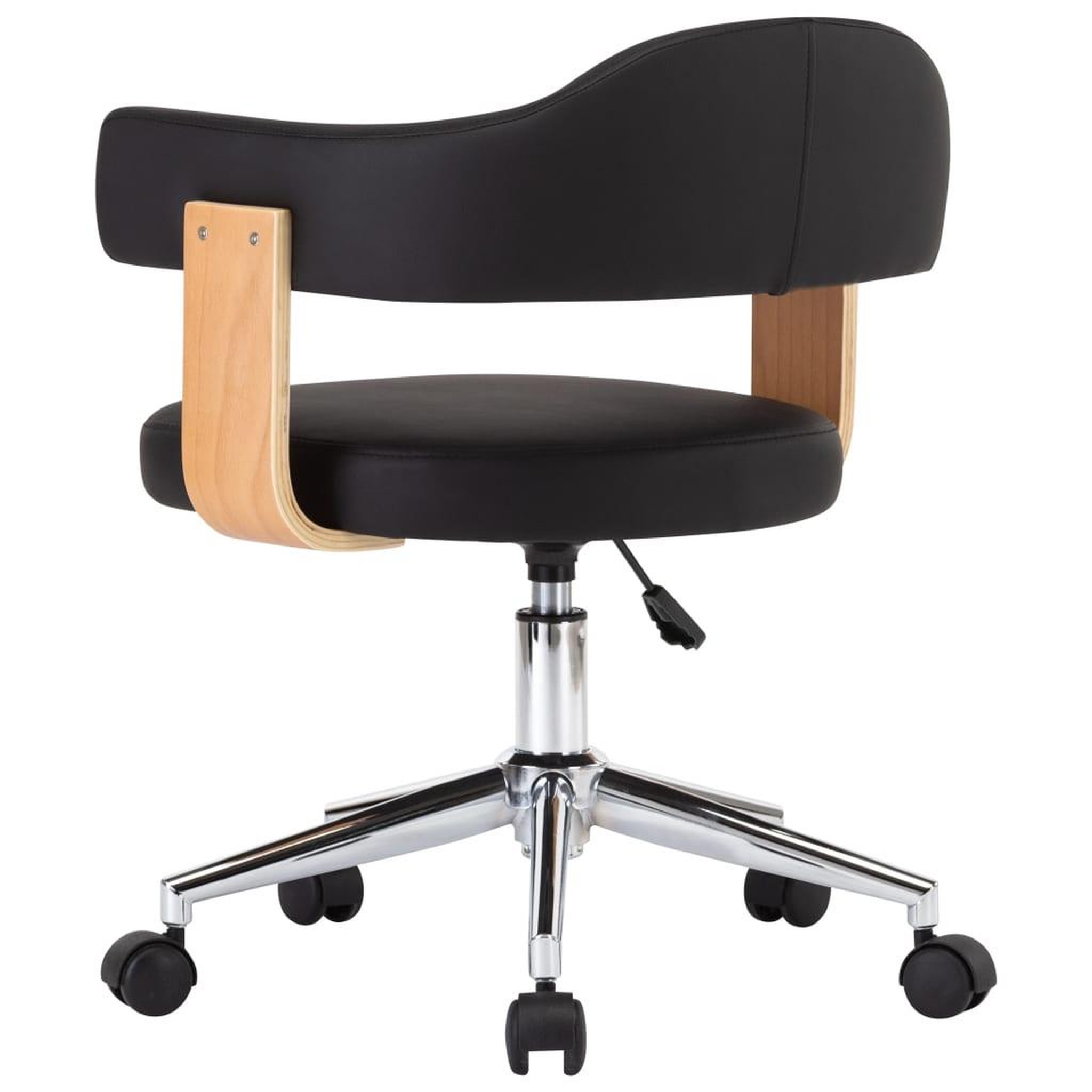 Voir la diapositive 5 : VIDAXL Chaise pivotante de bureau Noir Bois courbe et similicuir