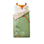 Petit Béguin Housse de couette enfant + taie d'oreiller en flanelle Dumbea. Coloris disponibles : Vert