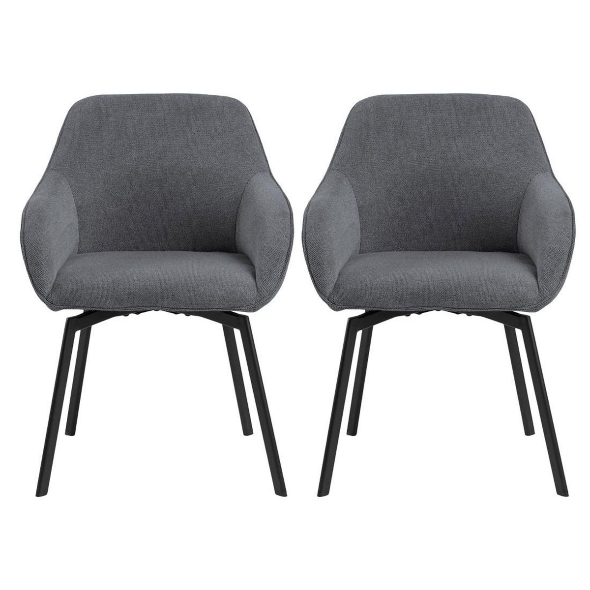 LISA DESIGN Juno - lot de 2 chaises pivotantes - pieds en acier - en tissu