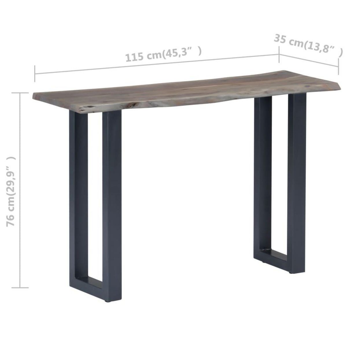 VIDAXL Table console Gris 115 x 35 x 76 cm Bois d'acacia massif et fer
