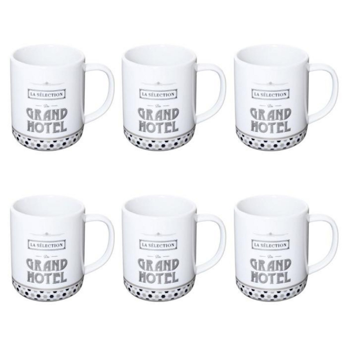 Paris Prix Lot de 6 Mugs  Grand Hôtel  30cl Blanc