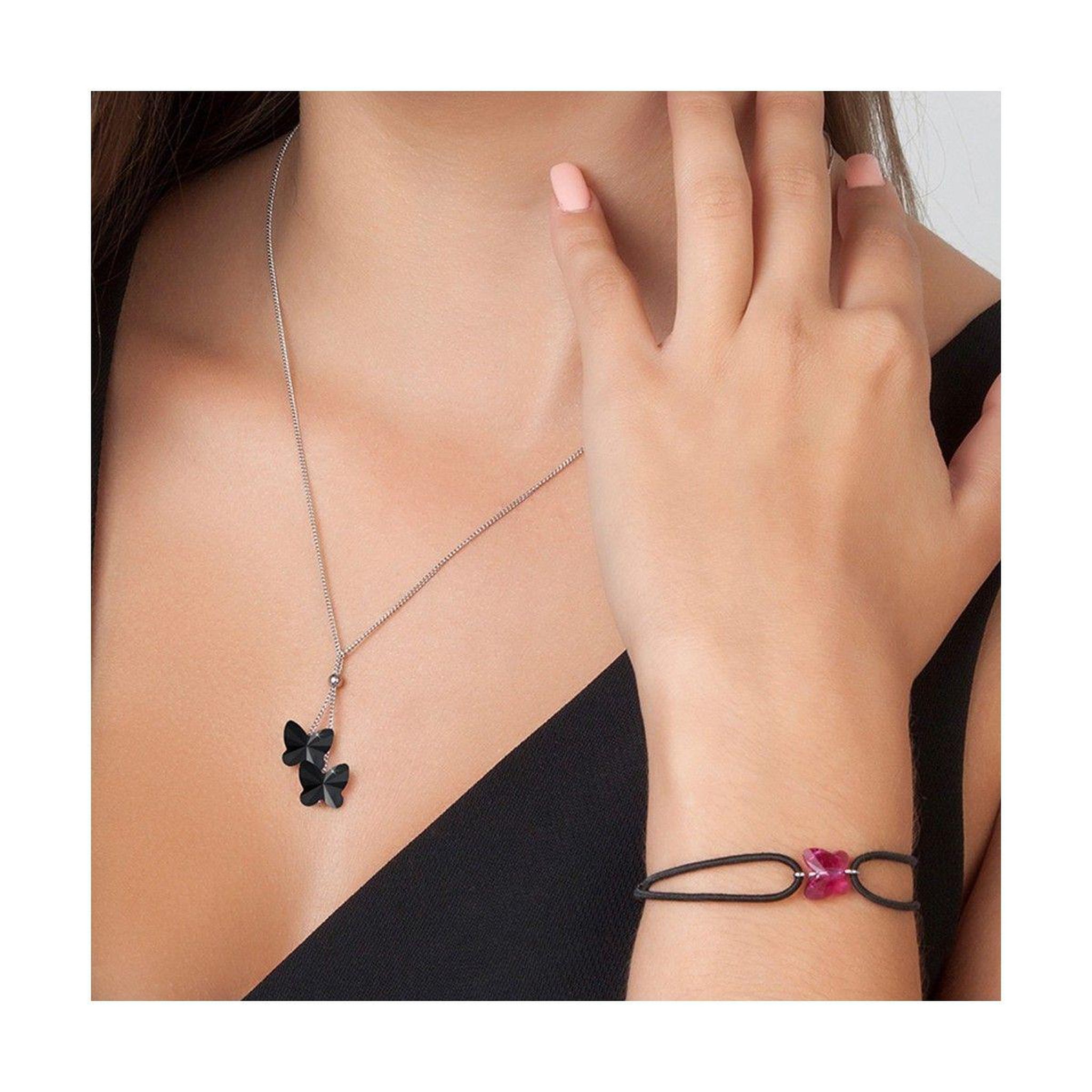 Voir la diapositive 2 : SC CRYSTAL Collier mode papillons noirs SC Crystal orné de Cristaux scintillants