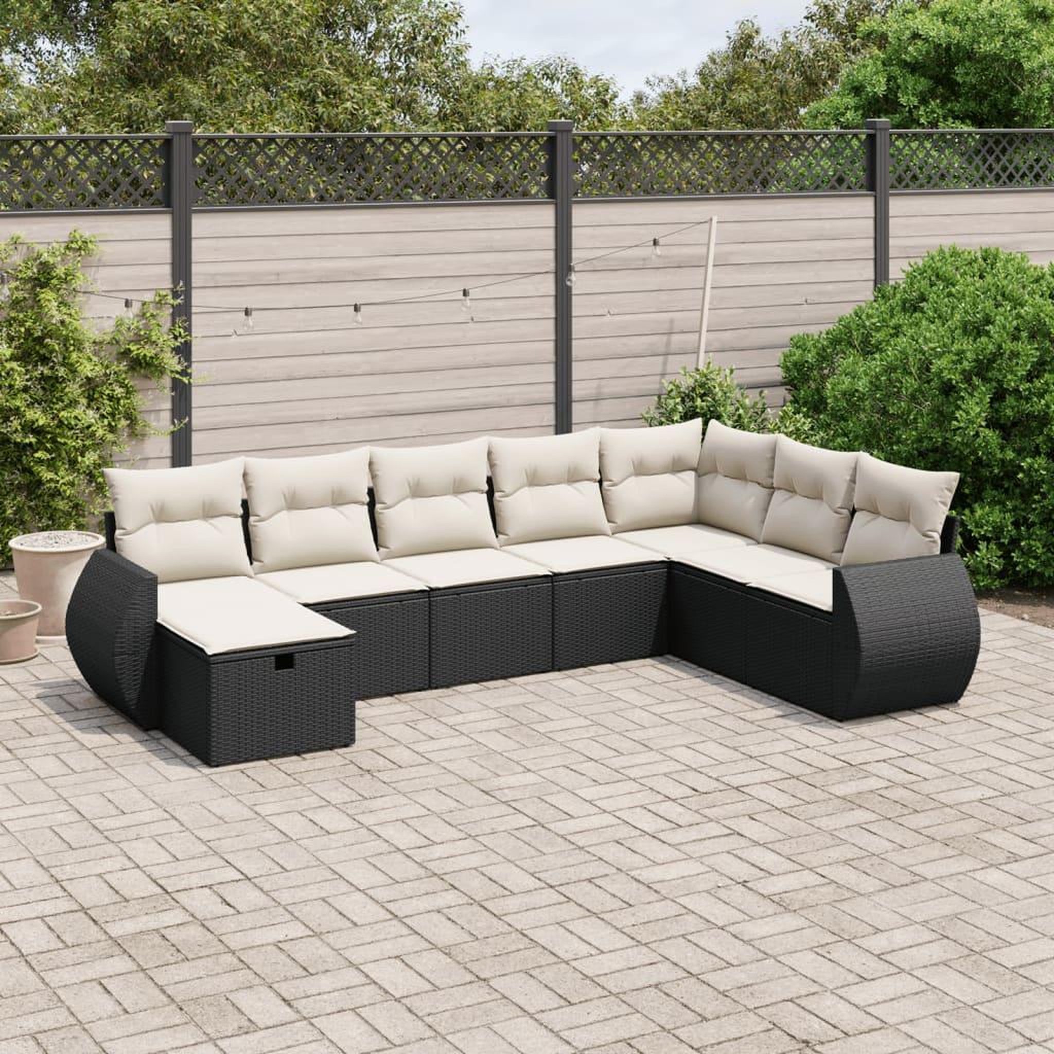 VIDAXL Salon de jardin 8 pcs avec coussins noir resine tressee