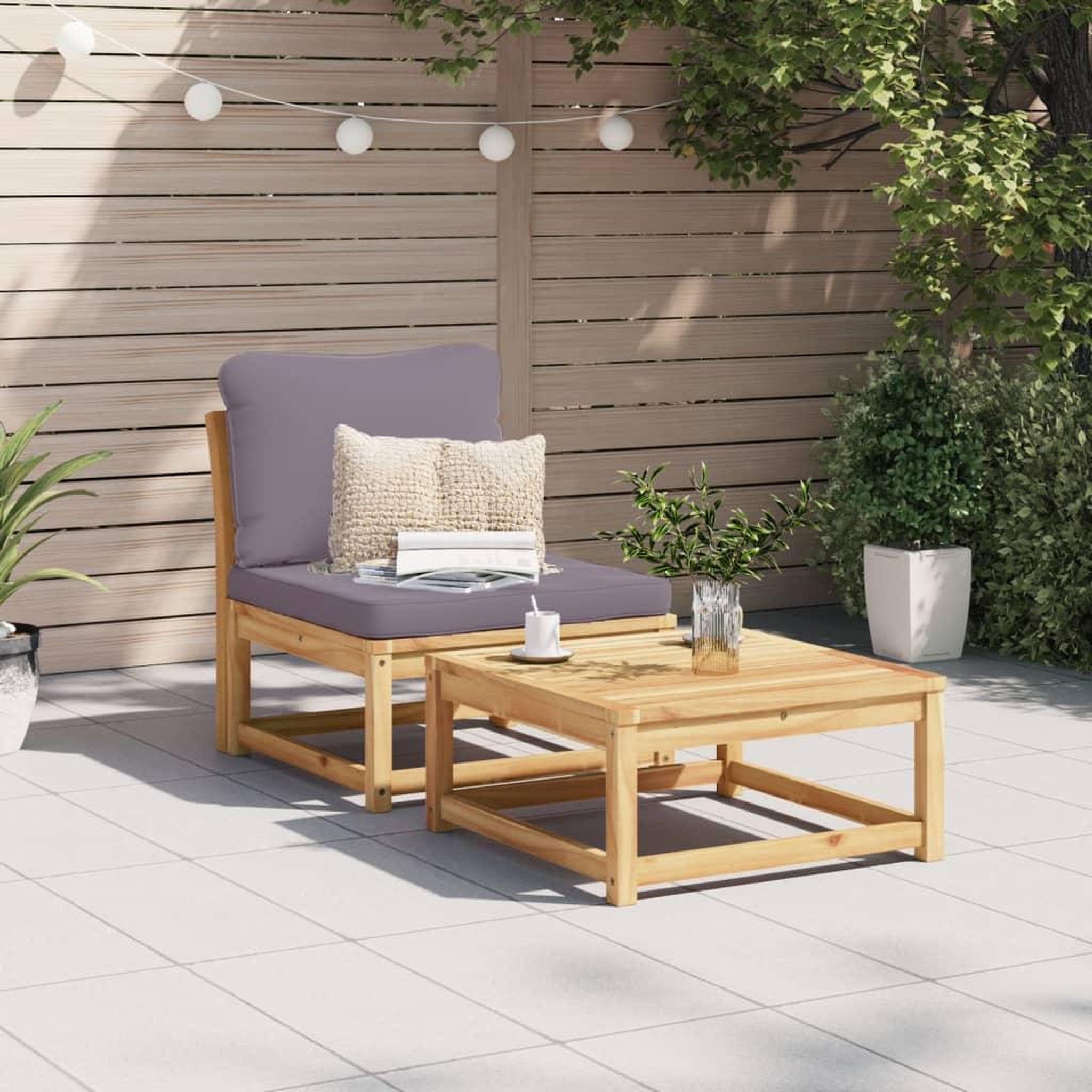 Voir la diapositive 3 : VIDAXL Salon de jardin avec coussins bois massif d'acacia