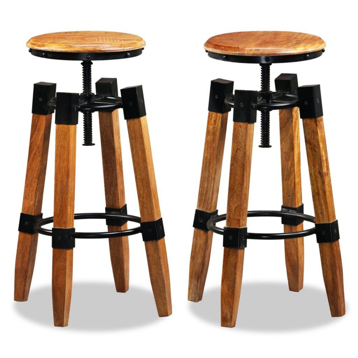 VIDAXL Tabourets de bar lot de 2 bois de manguier massif