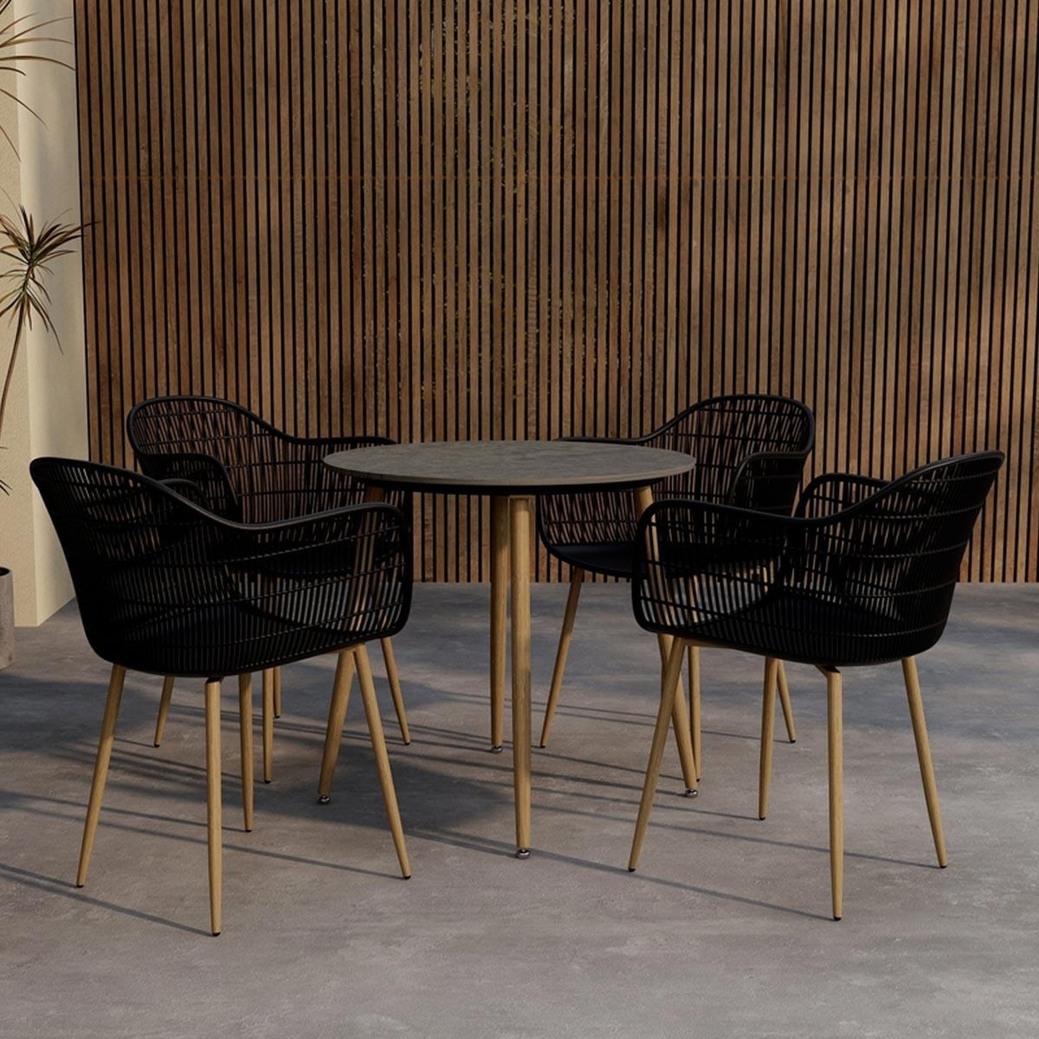 Voir la diapositive 3 : Paris Prix Ensemble table de jardin & 4 chaises  anafi  80cm noir