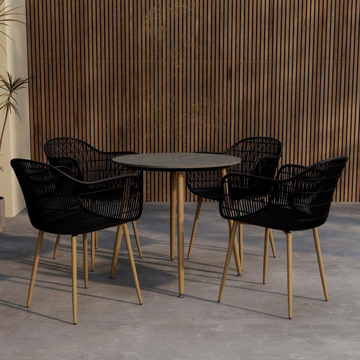 Paris Prix Ensemble Table de Jardin & 4 Chaises  Anafi  80cm Noir