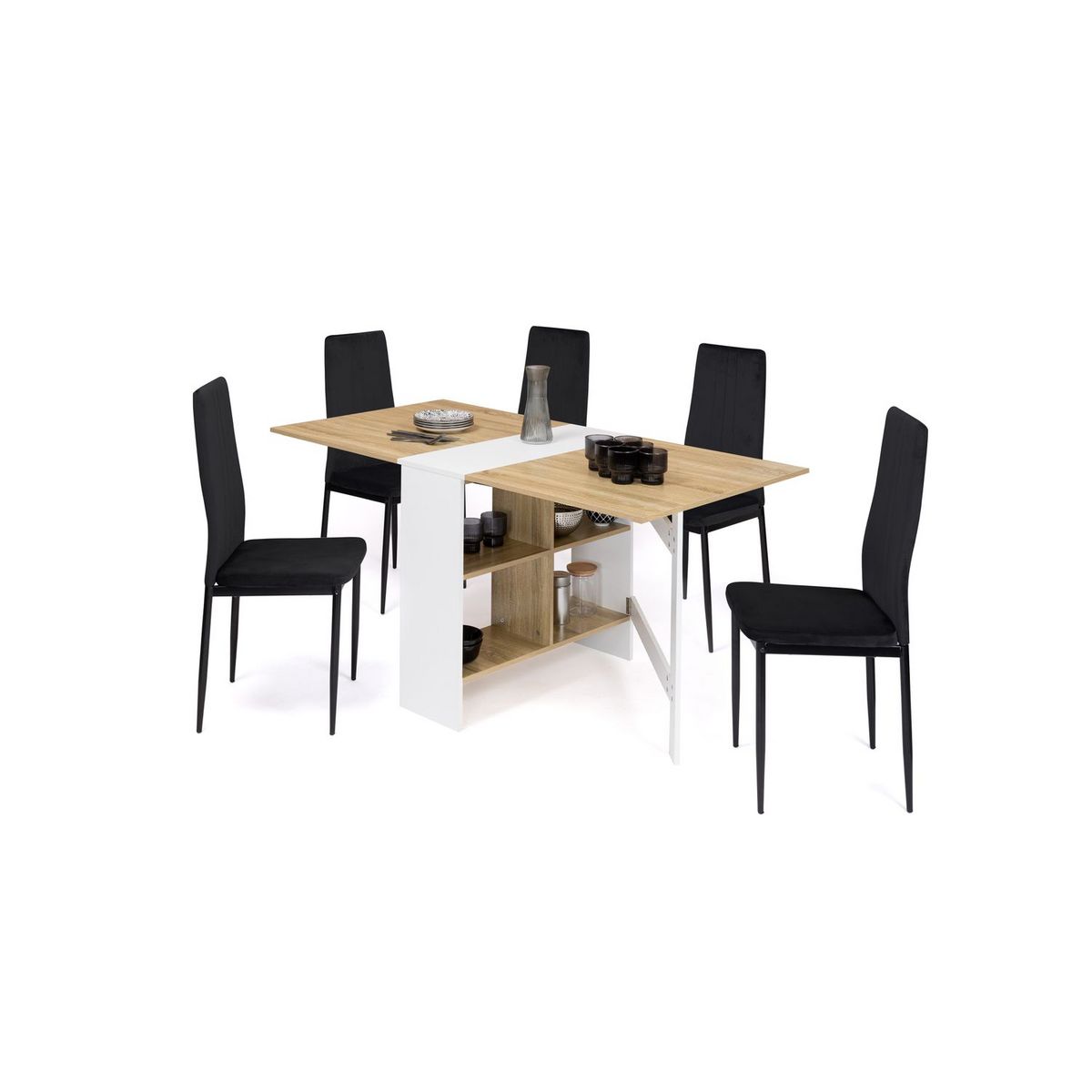Table console extensible avec rangements L150 cm JESSIE