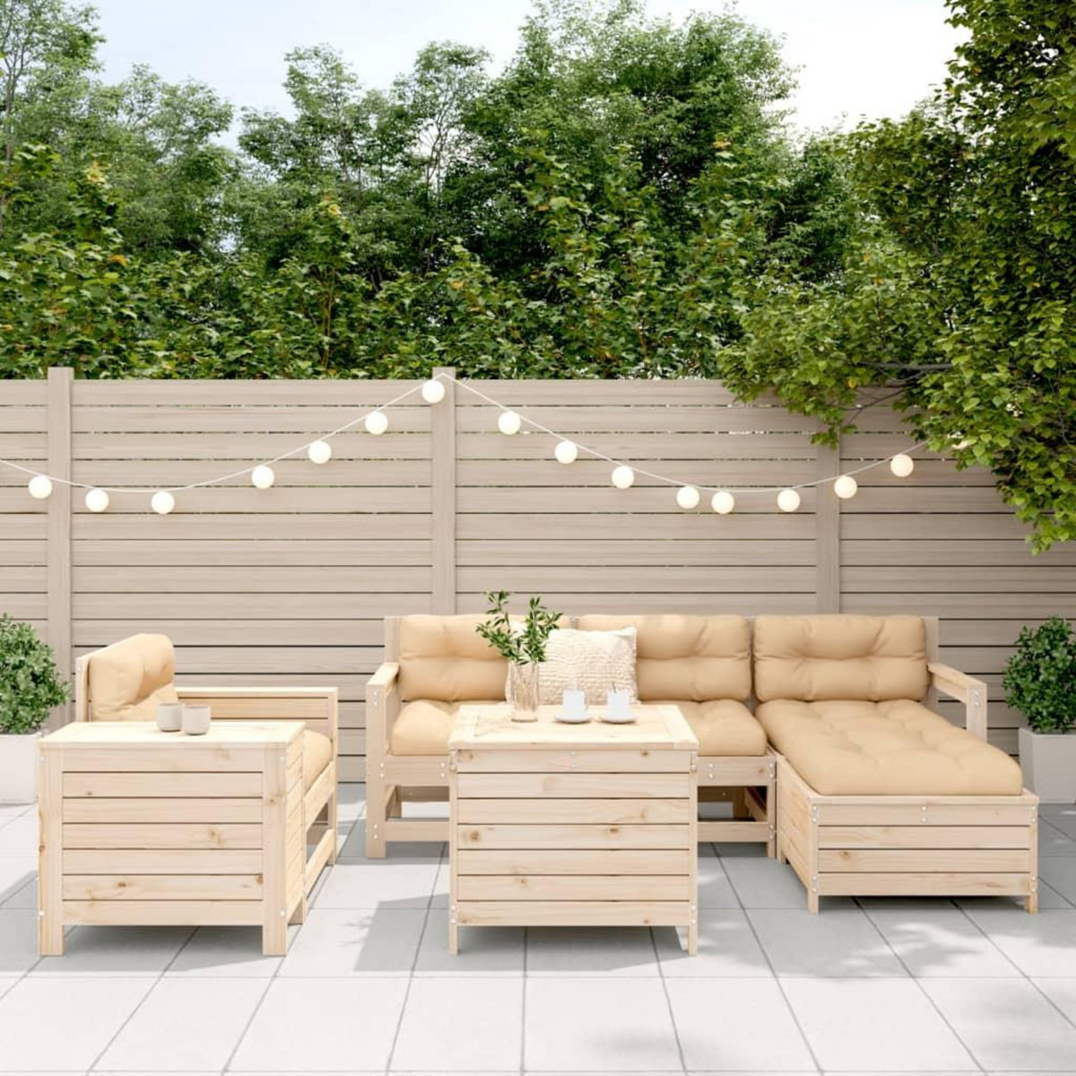VIDAXL Salon de jardin 7 pcs bois de pin massif