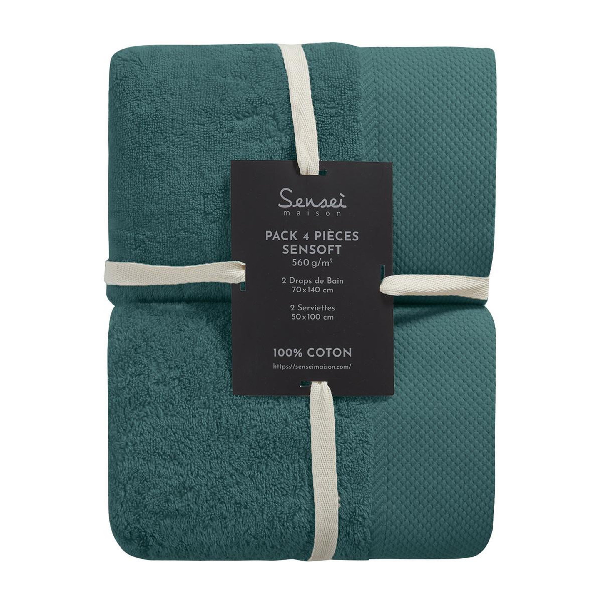 Voir la diapositive 5 : Sensei Maison Ensemble de bain 4 pièces Zéro Twist SENSOFT (2 draps de bain + 2 serviettes)