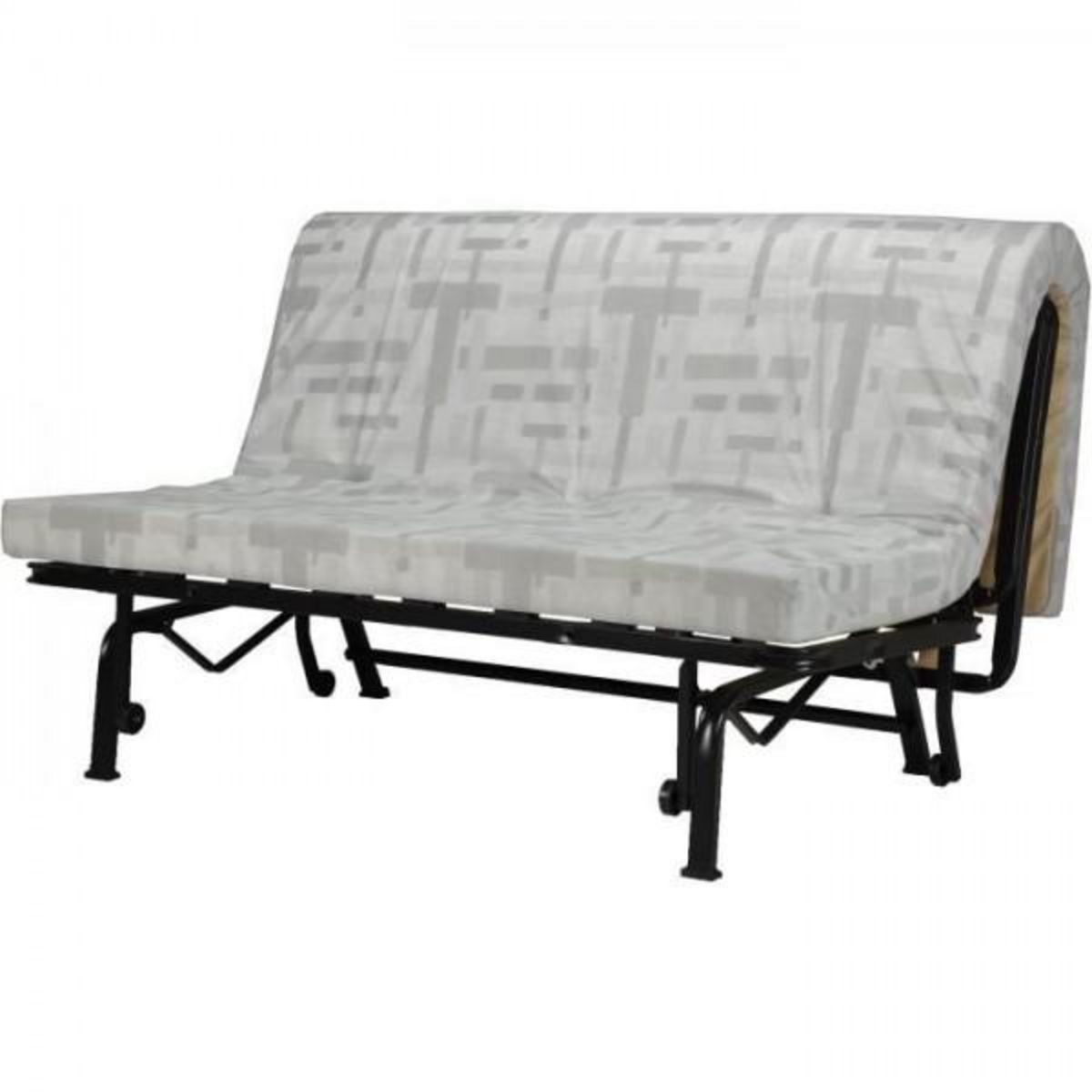 MARKET24 Banquette-lit BZ - Joe - Tissu Gris et noir - 2 places - L143 x P97 x H89cm - Matelas 9cm