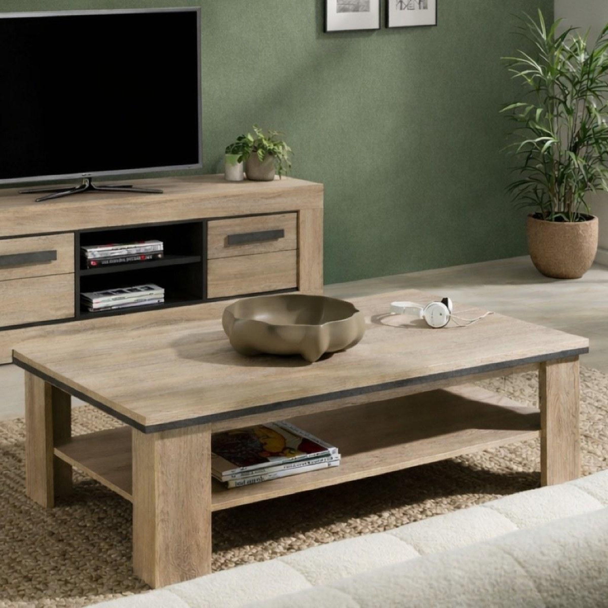 Voir la diapositive 2 : JLC KREATION Table basse moderne en bois 2 plateaux moa