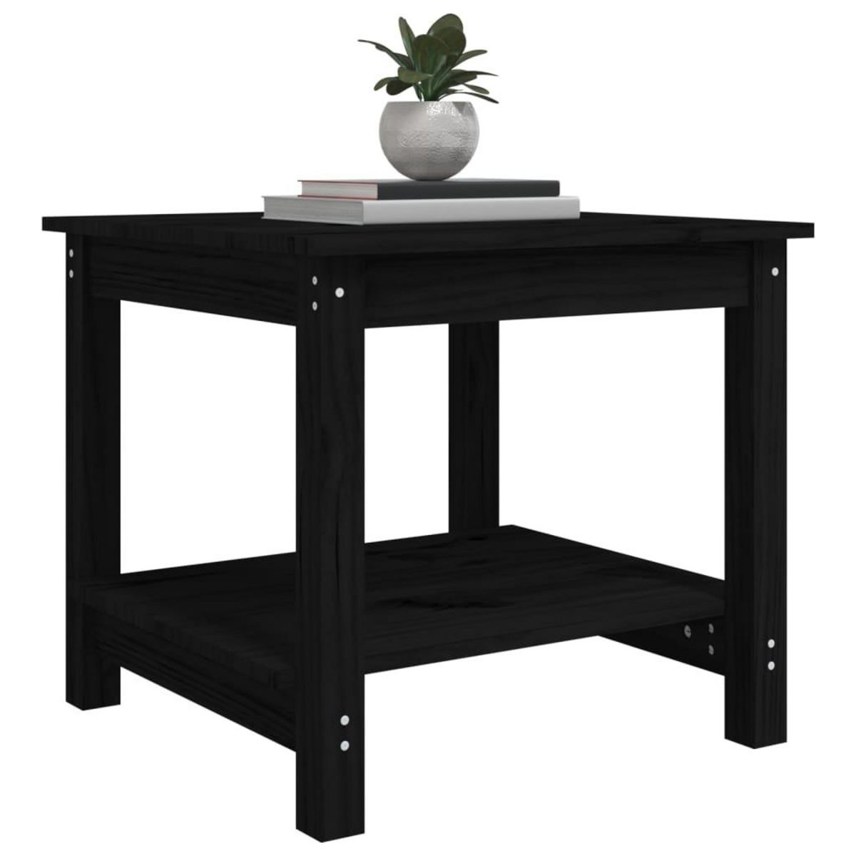 VIDAXL Table basse Noir 50x50x45 cm Bois massif de pin