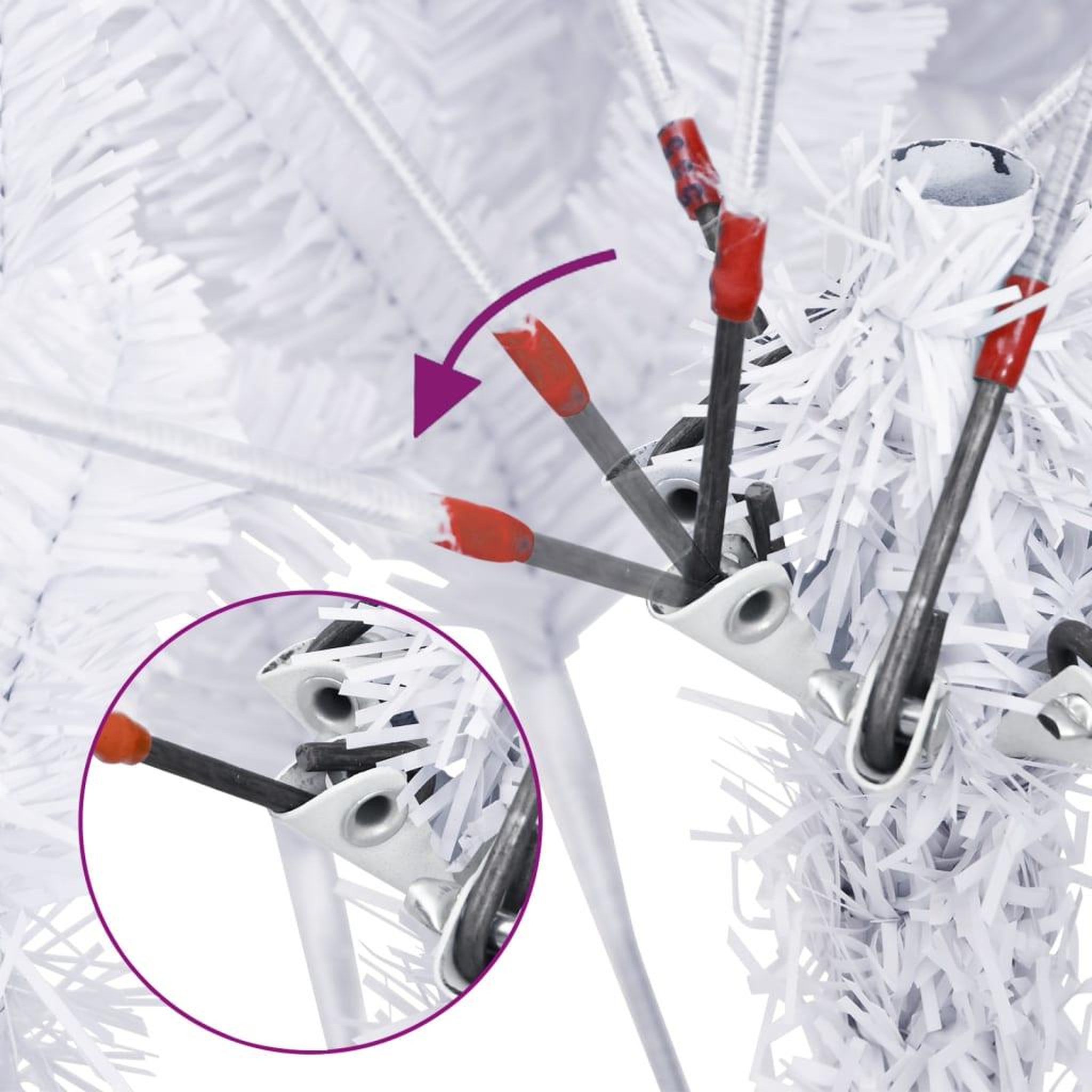 Voir la diapositive 3 : VIDAXL Sapin de Noël artificiel a charnieres avec support blanc 120 cm
