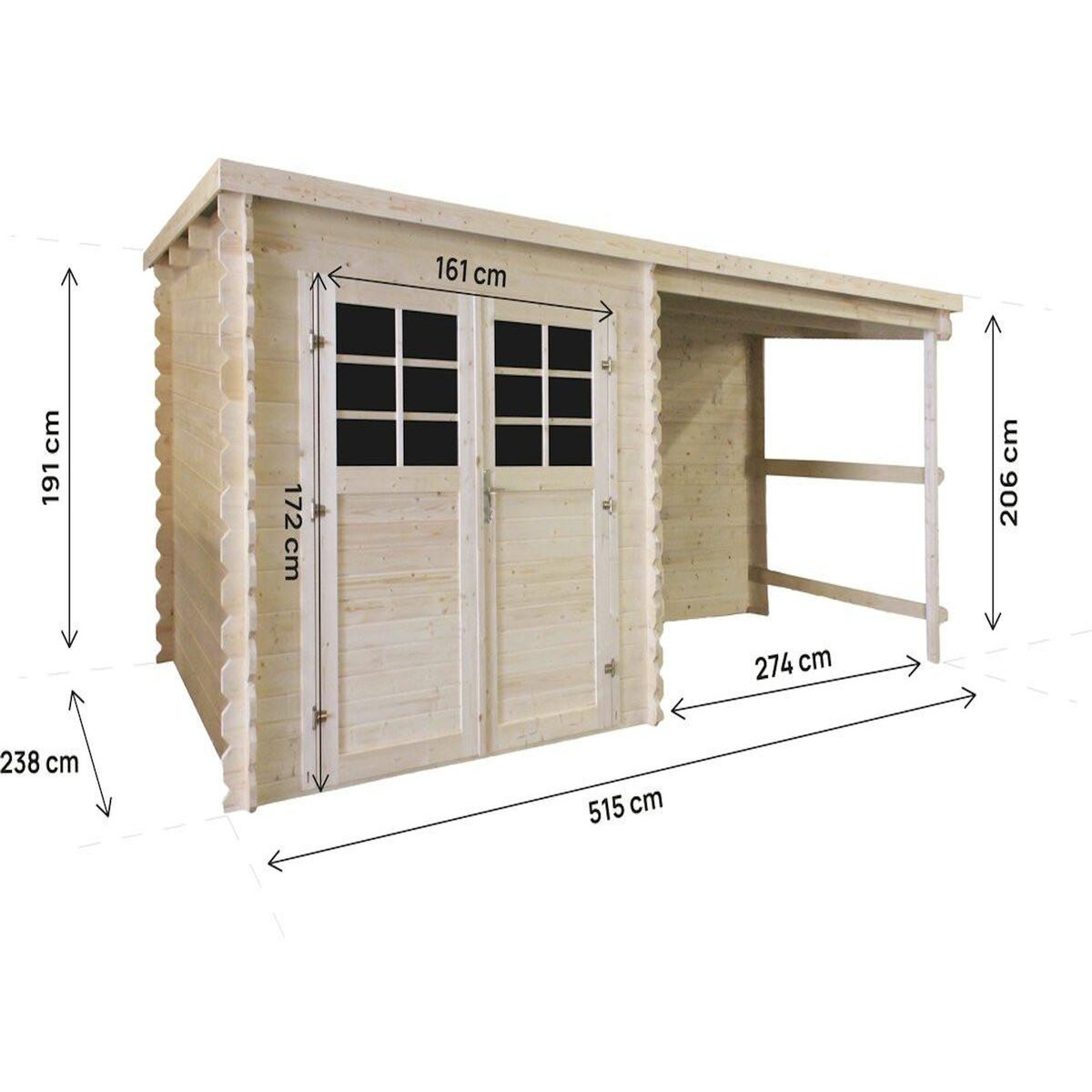 Habitat et Jardin Abri de jardin en bois avec auvent  Montval  - 14 m² - 28 mm