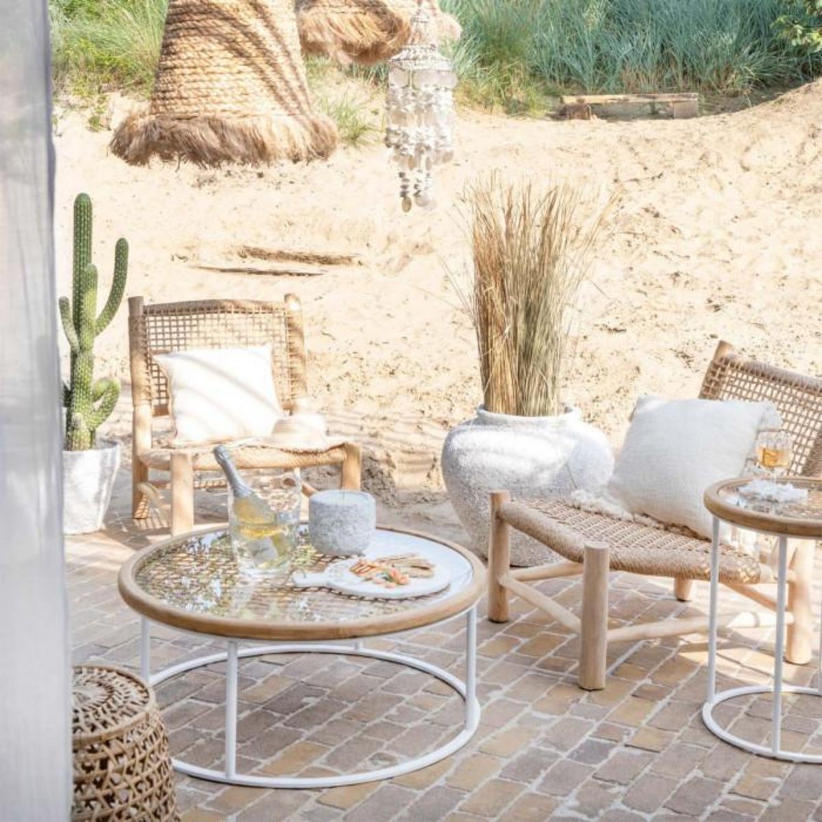 Paris Prix Table Basse en Bois  Mati  90cm Naturel & Blanc