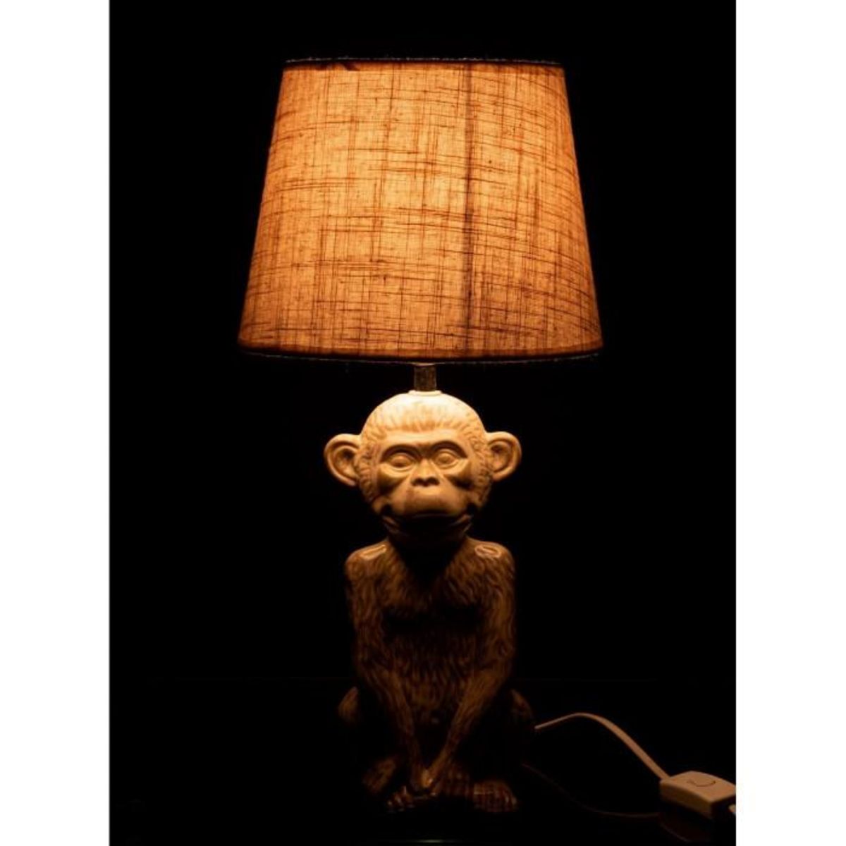 Paris Prix Lampe à Poser Design  Singe Ciment  46cm Beige