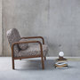 Voir la diapositive 3 : SWEEEK Fauteuil scandinave arrondi bois d'hévéa et imprimé léopard
