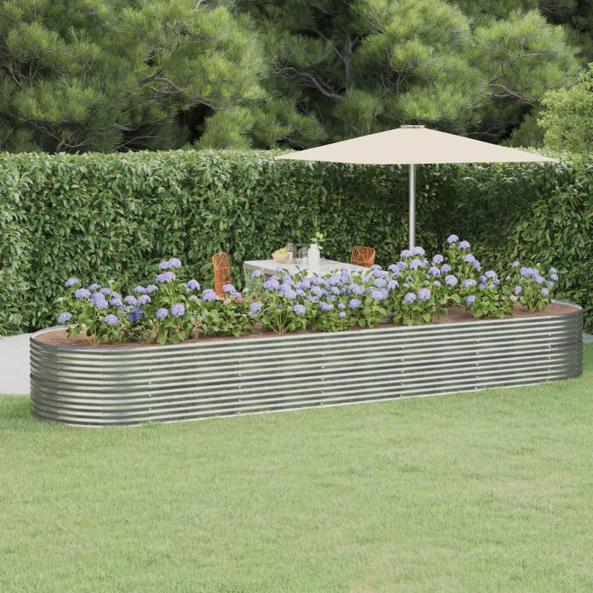 Voir la diapositive 1 : VIDAXL Lit sureleve de jardin Acier enduit de poudre Argente