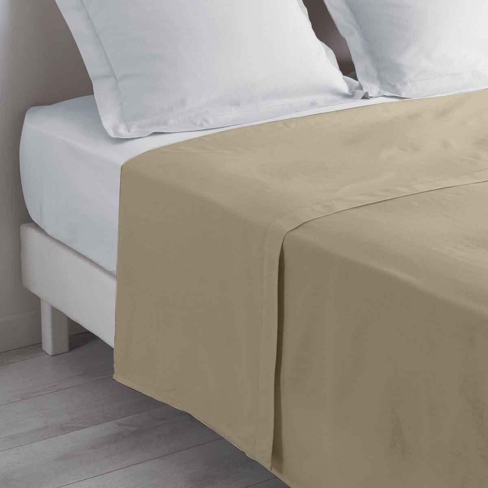 Douceur d'Intérieur Drap Plat en Coton  Biolina  180x290cm Taupe