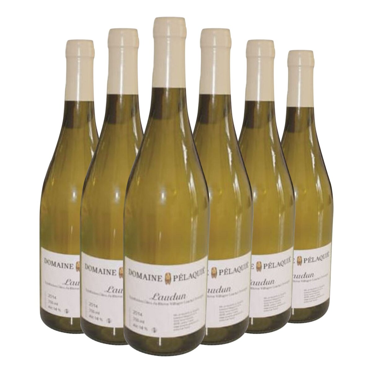 Lot de 6 bouteilles Domaine Pélaquié Côte du Rhône Village Laudun Blanc 2014
