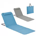 LINXOR Matelas, tapis de plage avec dossier inclinable et sac de transport. Coloris disponibles : Gris, Bleu