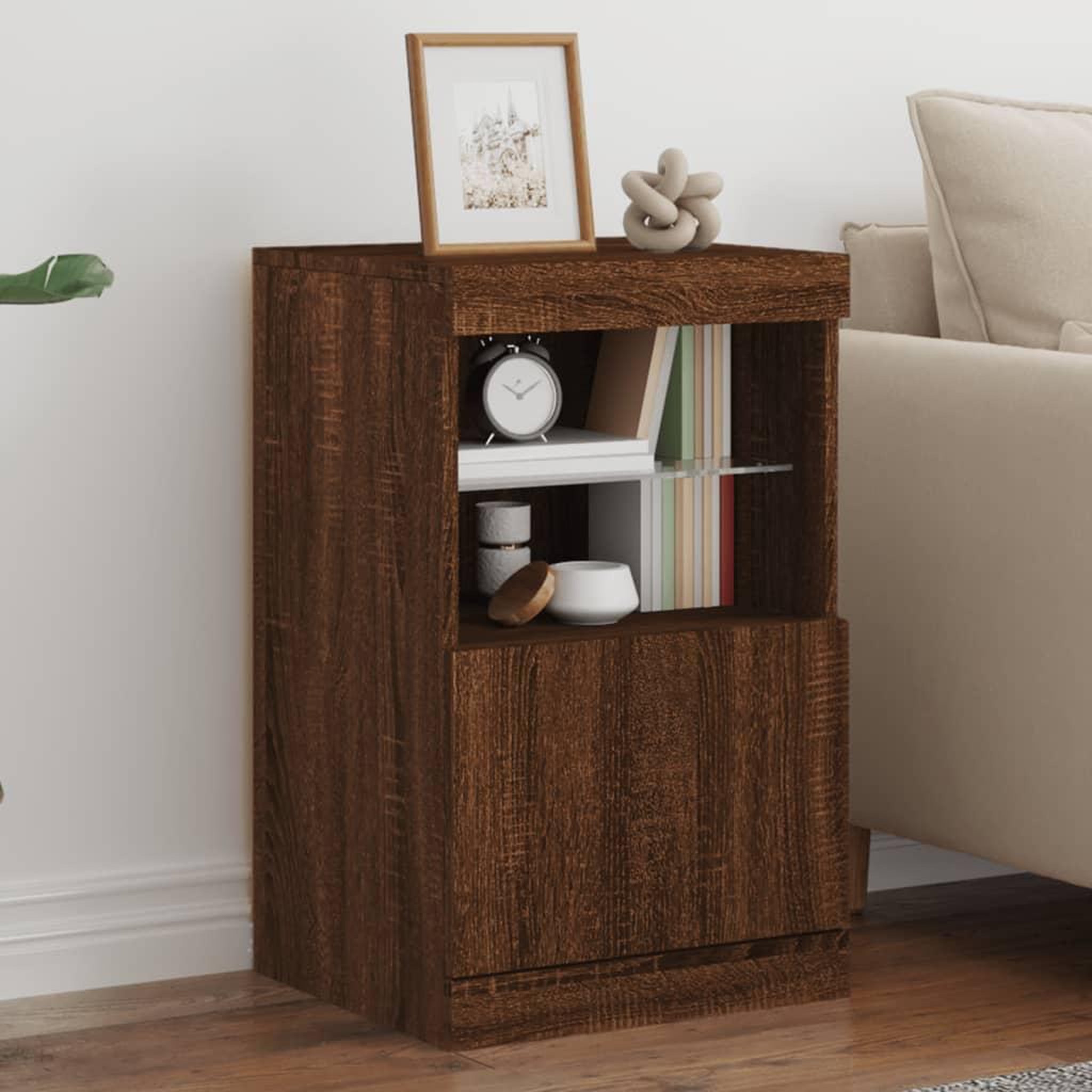 VIDAXL Buffet avec lumieres LED chene marron 41x37x67 cm