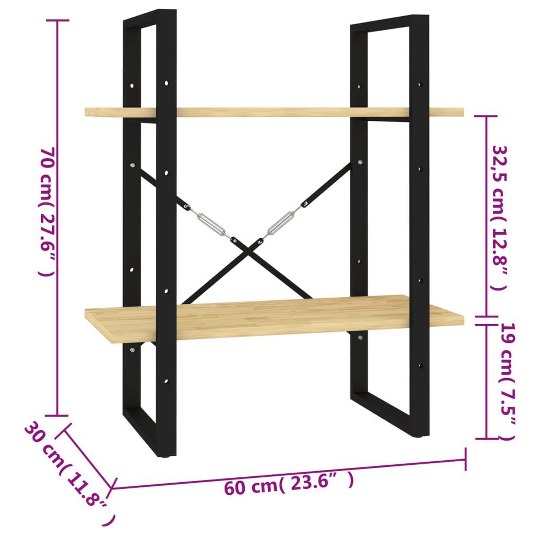 Voir la diapositive 6 : VIDAXL Bibliotheque a 2 niveaux 60x30x70 cm Bois de pin massif