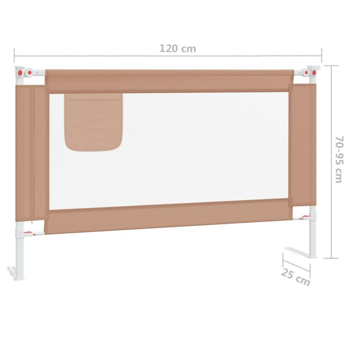 VIDAXL Barriere de securite de lit d'enfant Taupe 120x25 cm Tissu