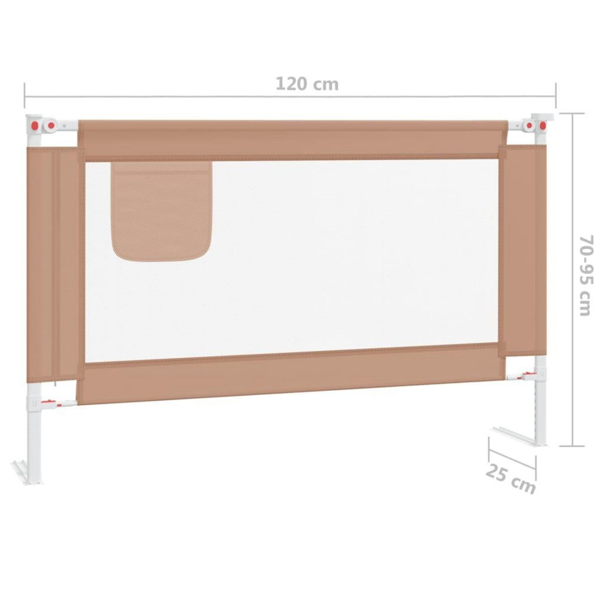 VIDAXL Barriere de securite de lit d'enfant Taupe 120x25 cm Tissu