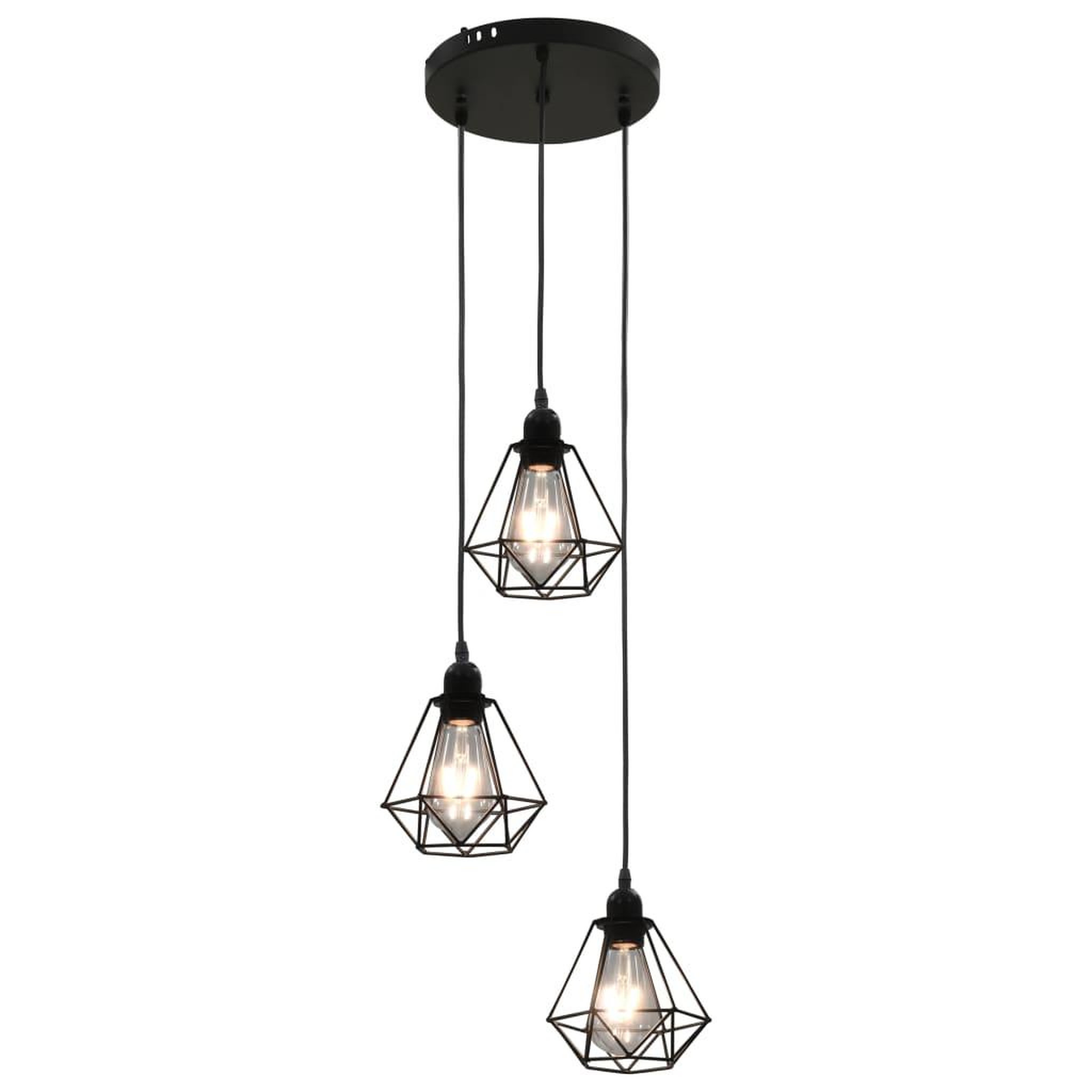 Voir la diapositive 2 : VIDAXL Plafonnier avec design de diamant Noir 3 ampoules E27