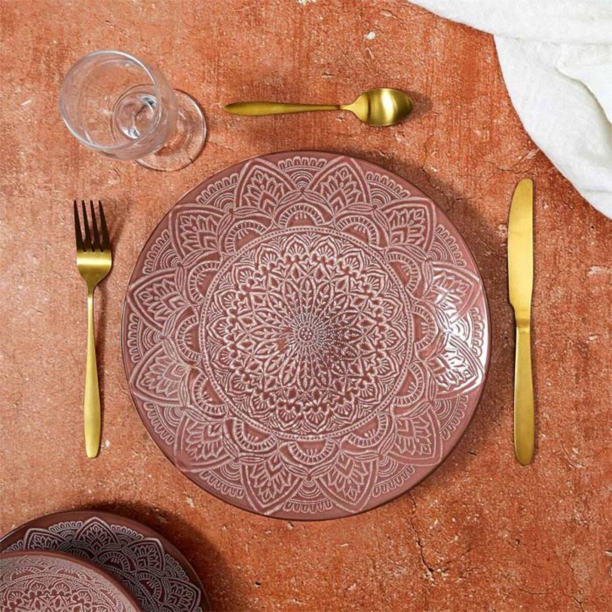 Paris Prix Lot de 6 Assiettes Plates  Sahara  27cm Terracotta
