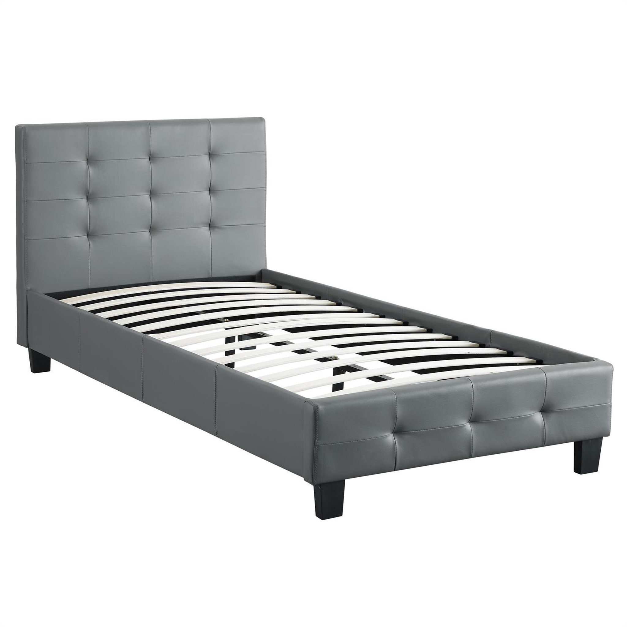 Voir la diapositive 3 : IDIMEX Lit simple REVE, 90 x 190 cm, capitonné avec sommier, revêtement synthétique