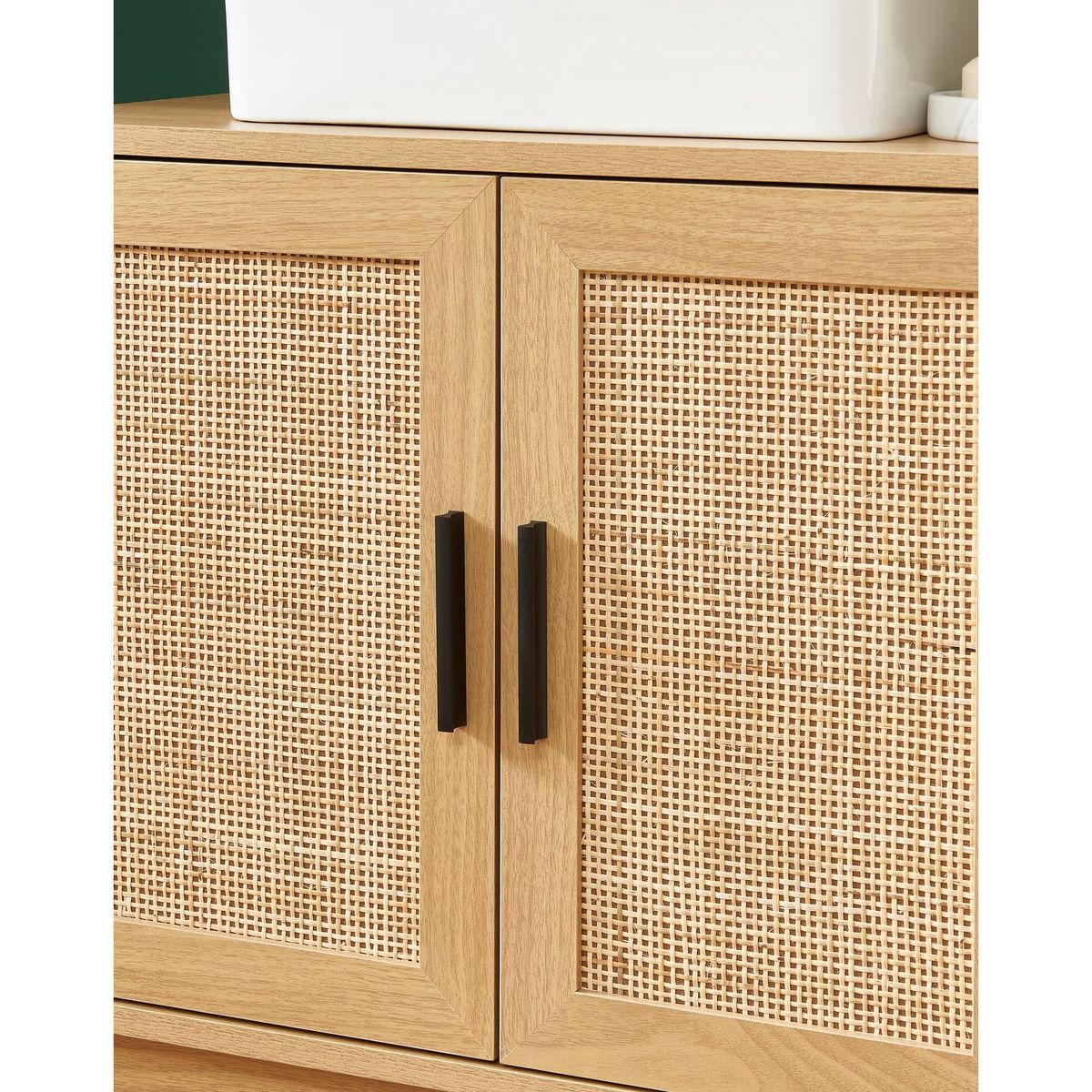 Meuble de salle bain sous-vasque avec cannage naturel L60cm AMANDINE