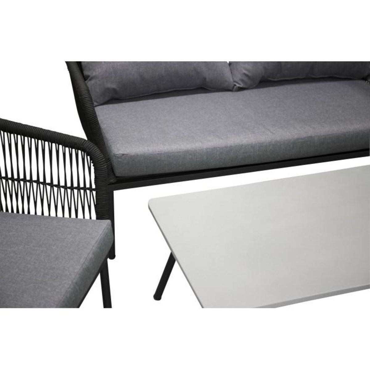 Paris Prix Salon de Jardin  Lindos  134cm Noir & Gris