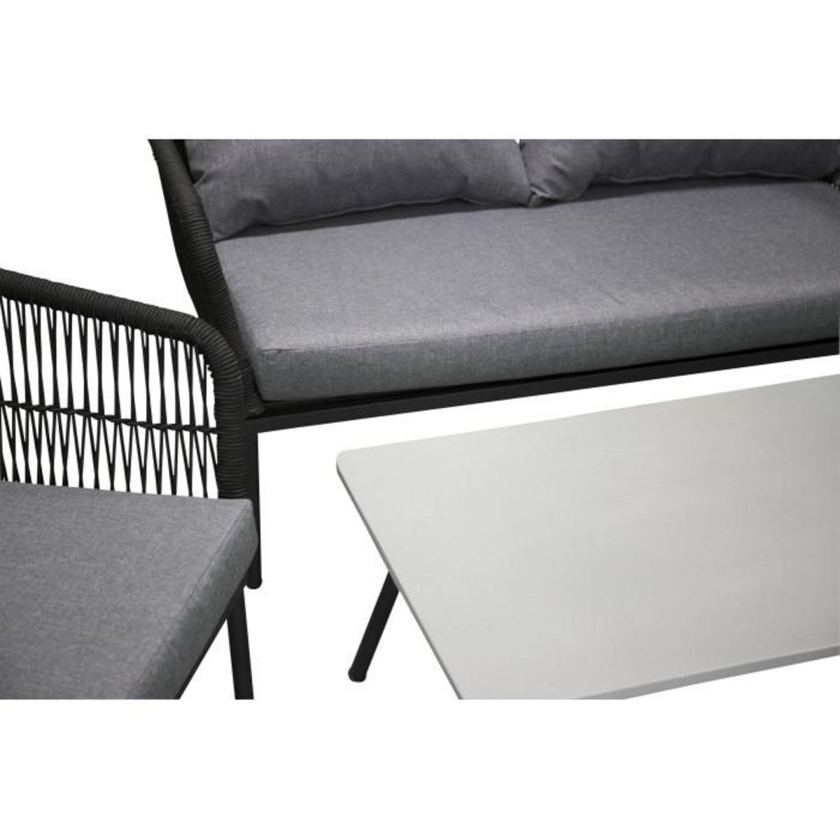 Paris Prix Salon de Jardin  Lindos  134cm Noir & Gris