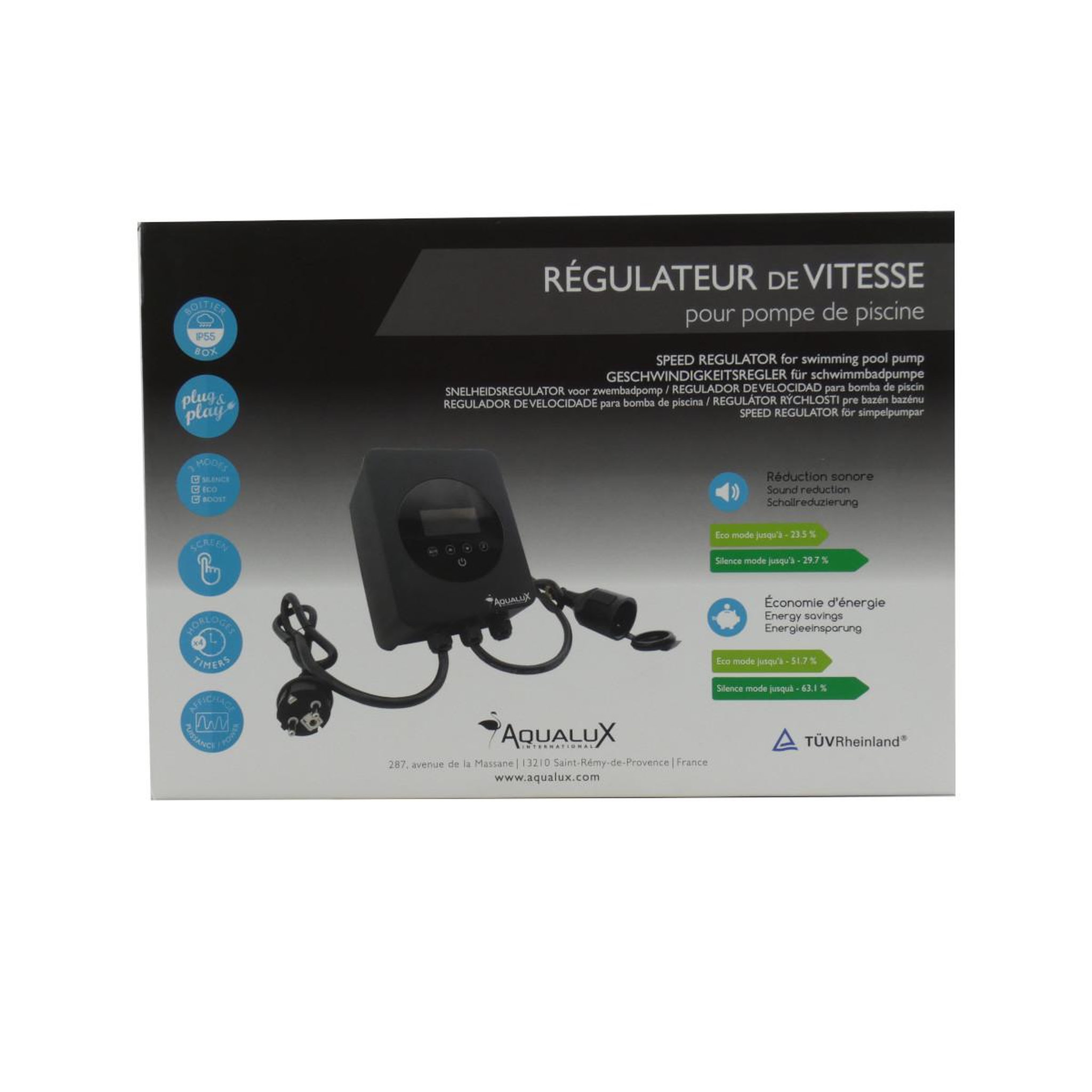 Voir la diapositive 2 : AQUALUX Régulateur de vitesse pour pompe de piscine jusqu'à 1.5cv monophasée - 106699