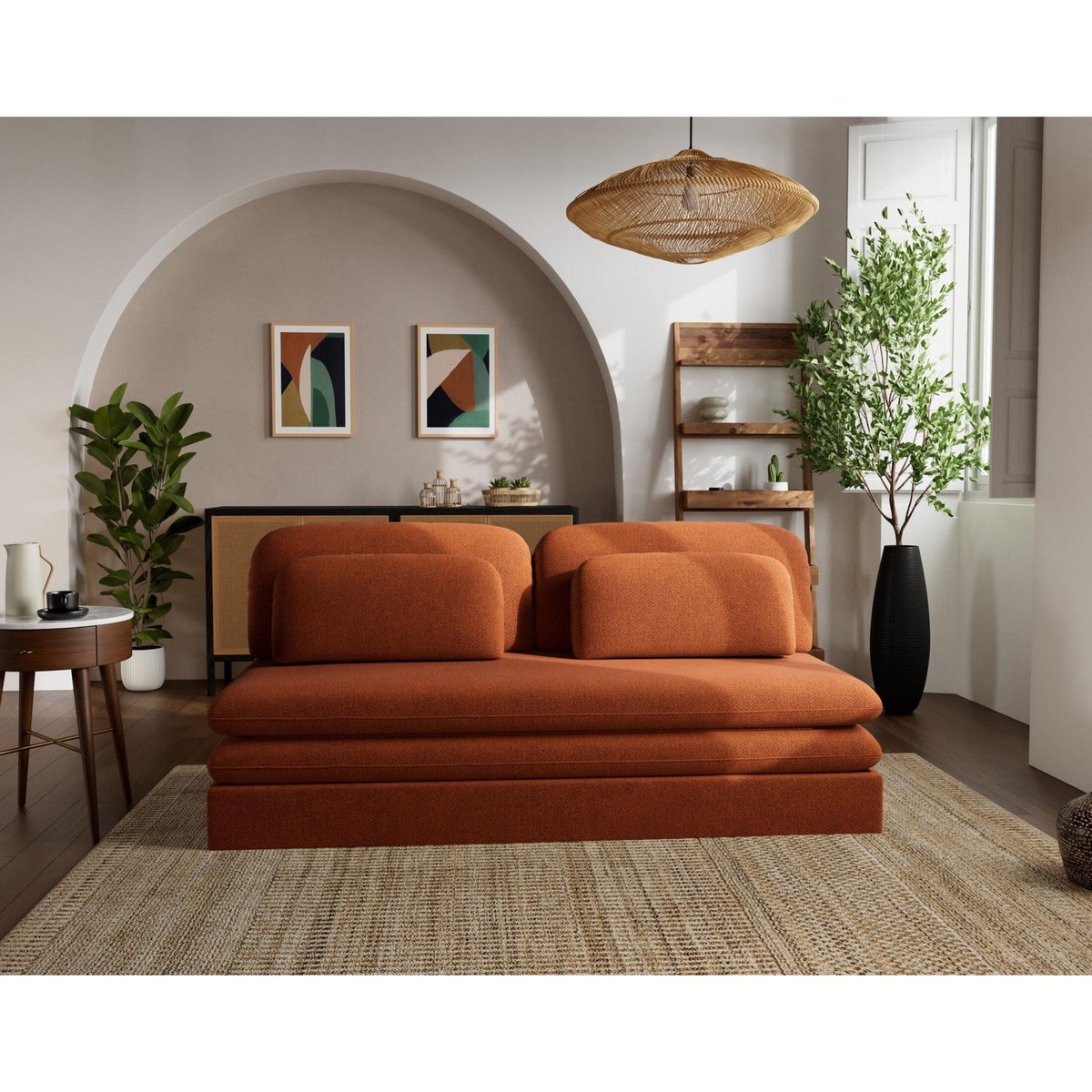 LISA DESIGN Ysal - canapé 3 places convertible déplimousse en velours texturé