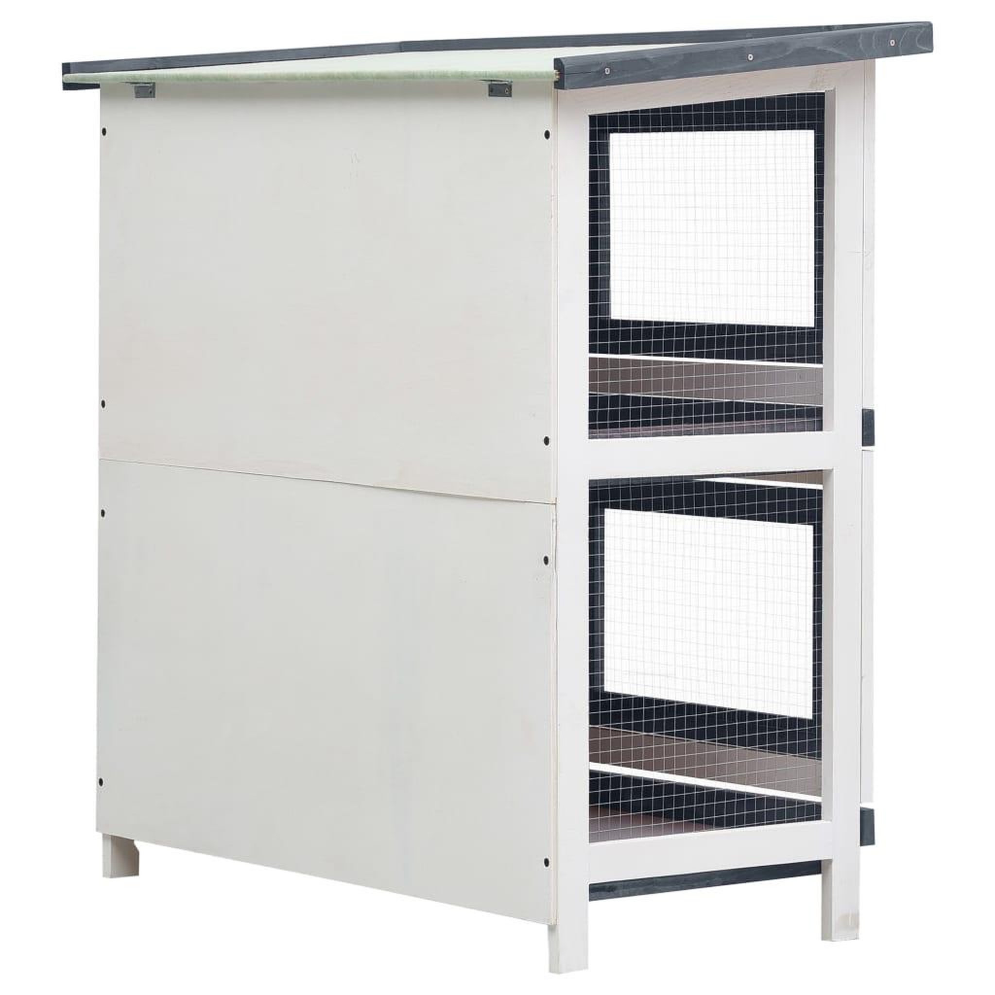Voir la diapositive 5 : VIDAXL Clapier d'exterieur 4 portes Gris Bois