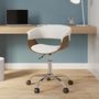 Voir la diapositive 2 : Rendez vous déco Chaise de bureau pivotante sur roulettes en bois et PU noir - Basile