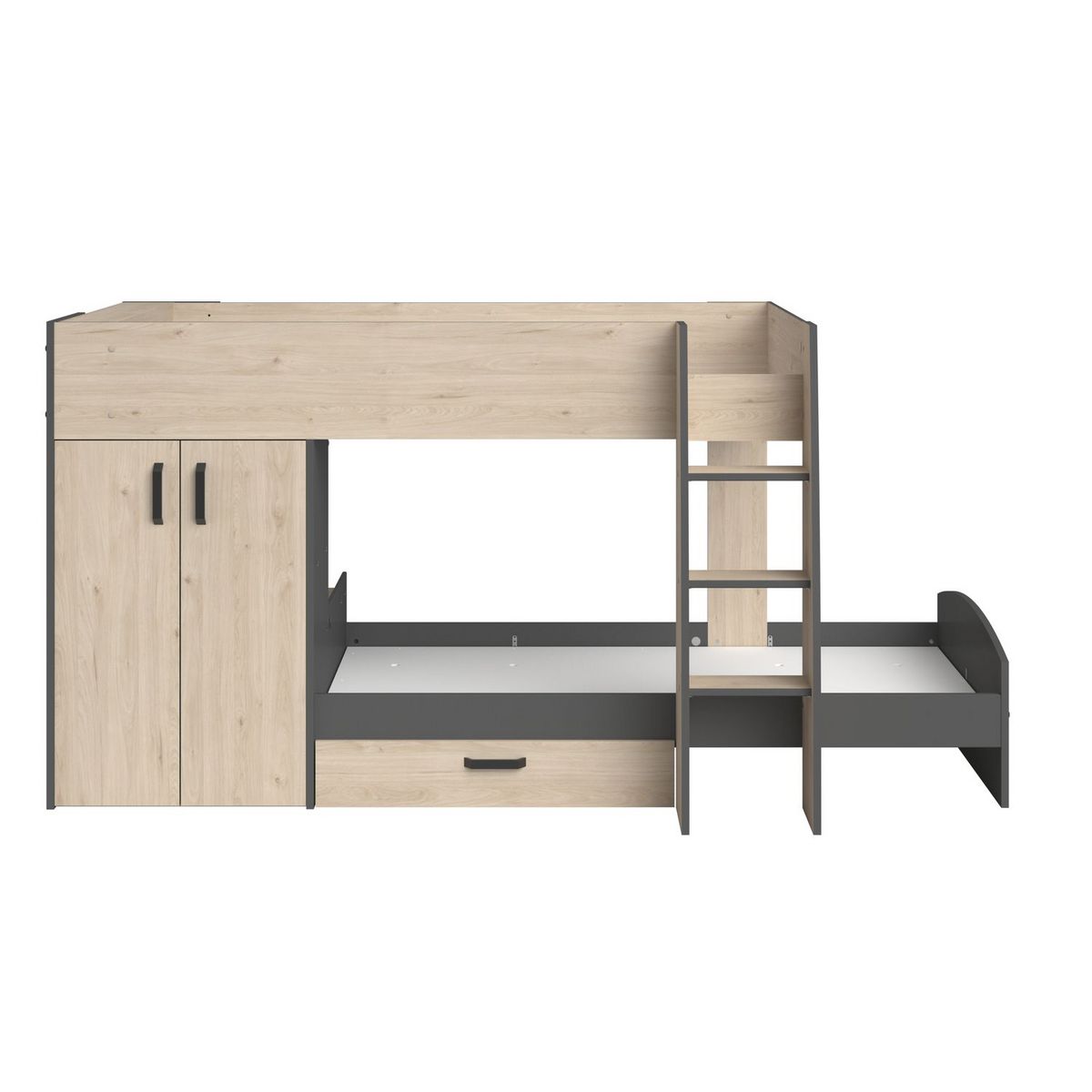 Lit superposé 2x90x200cm avec rangements TIM