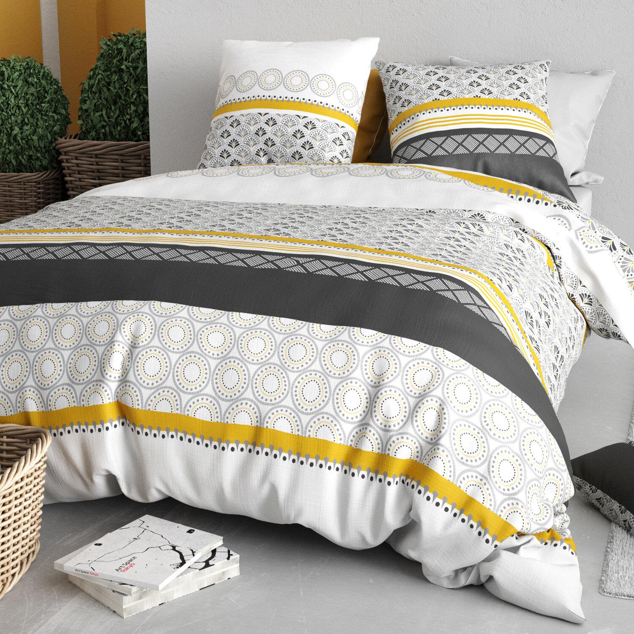 Voir la diapositive 2 : ATELIER DU COTON Parure housse de couette 100% coton 57fils spira