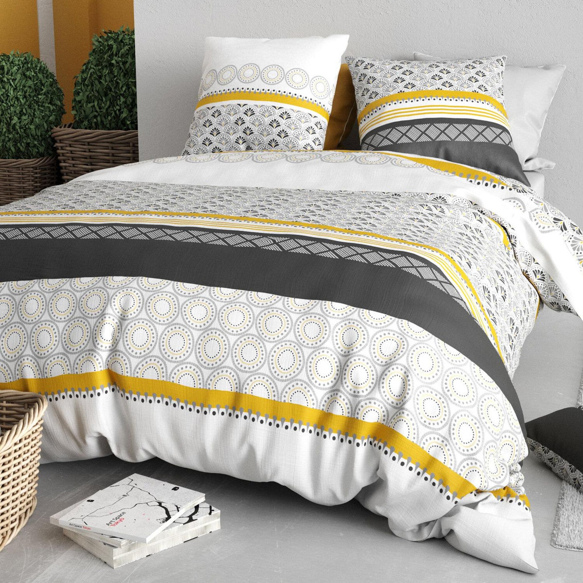 ATELIER DU COTON Parure housse de couette 100% coton 57fils spira