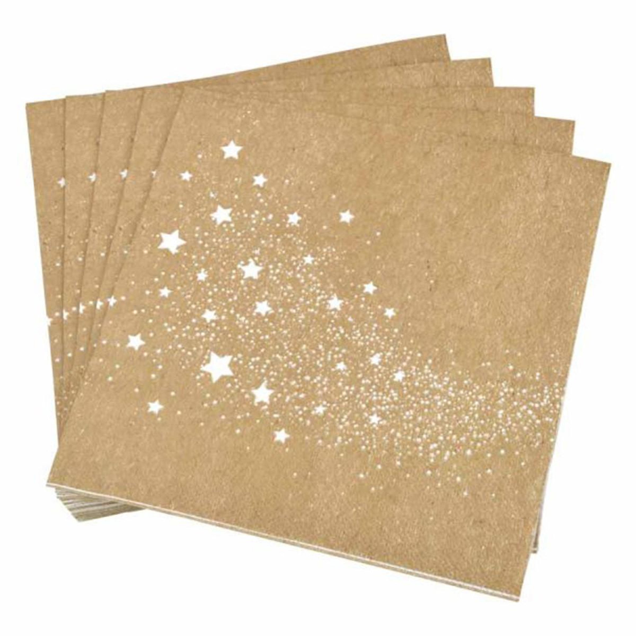 HOMEA Lot de 20 serviettes en papier  stardust  33x33cm naturel