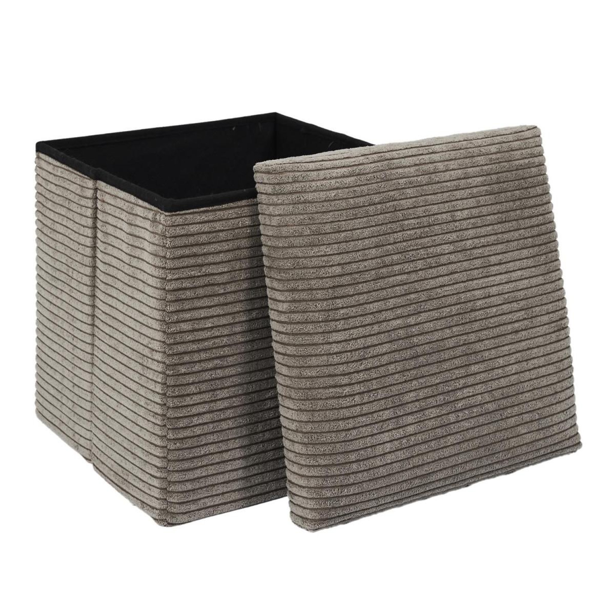 Voir la diapositive 3 : The Home Deco Factory Pouf coffre pliable côtelé  scott  38cm taupe