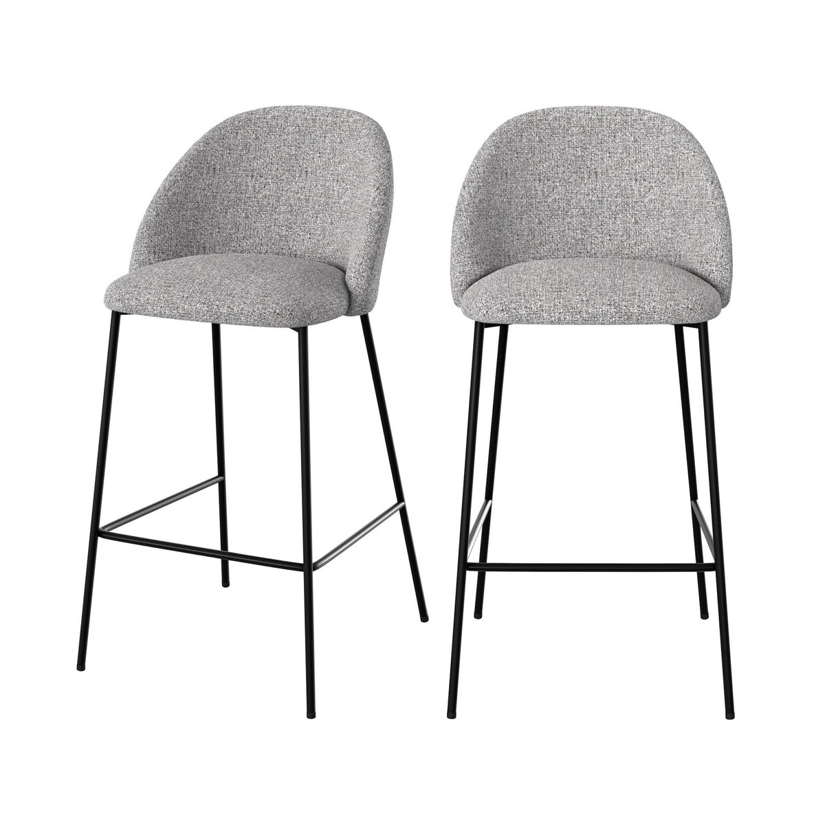 Rendez vous déco Lot de 2 chaises pour îlot central 66 cm en tissu chiné gris clair-Karl