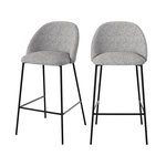 Rendez vous déco Lot de 2 chaises pour îlot central 66 cm en tissu chiné gris clair-Karl