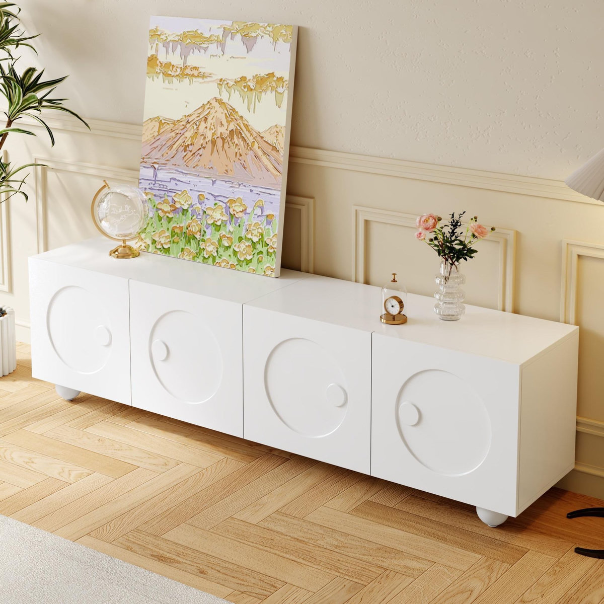 MERAX Meuble tv blanc 180,5 cm mdf