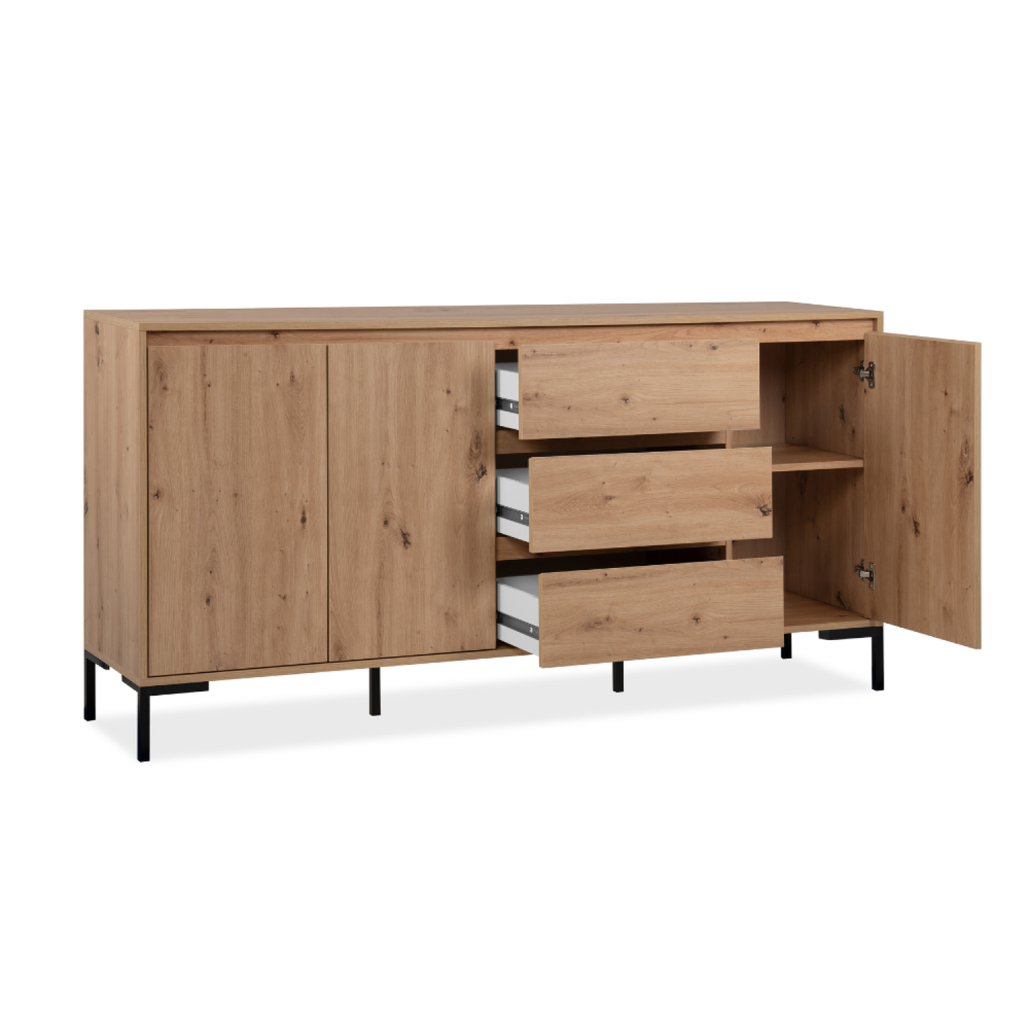 Voir la diapositive 5 : CONCEPT USINE Buffet en bois avec placards et tiroirs navi